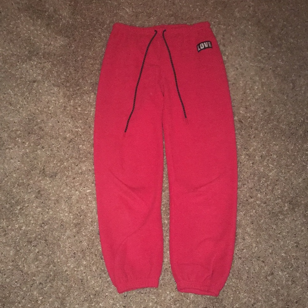 Red sweatpants